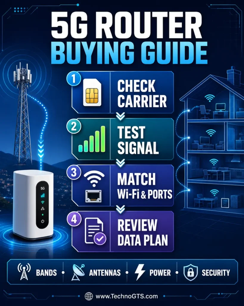 How to choose the best 5G router by checking carrier compatibility, signal quality, Wi-Fi ports, and mobile data plans
